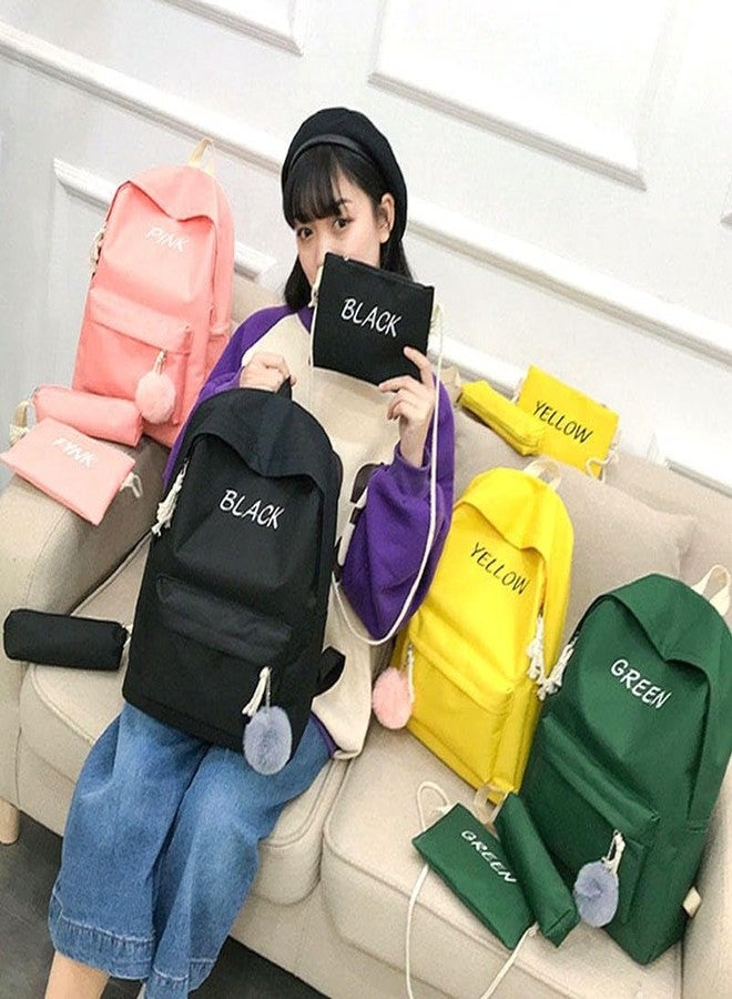 junelux Value Set 3-Piece-Set Shoulder Bag | Pencil Bag Backpack | Junior High School Students School Bag | Candy Color Backpack (Black) - Image 3
